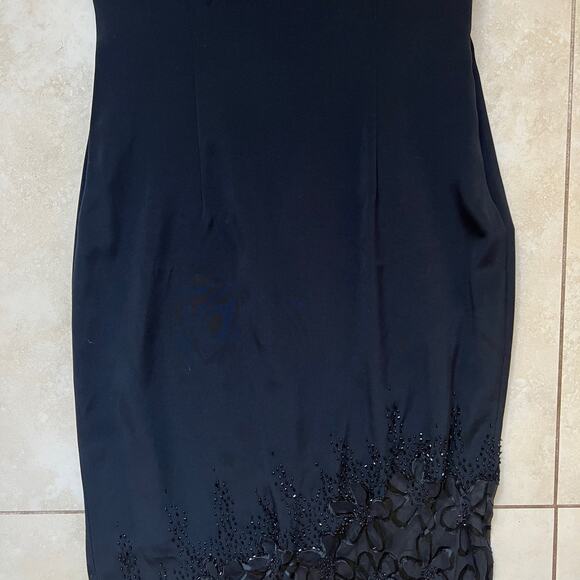 Cache Black Lace Beaded Crisscross Back Evening Formal Mermaid Dress Size 2 - Picture 4 of 15